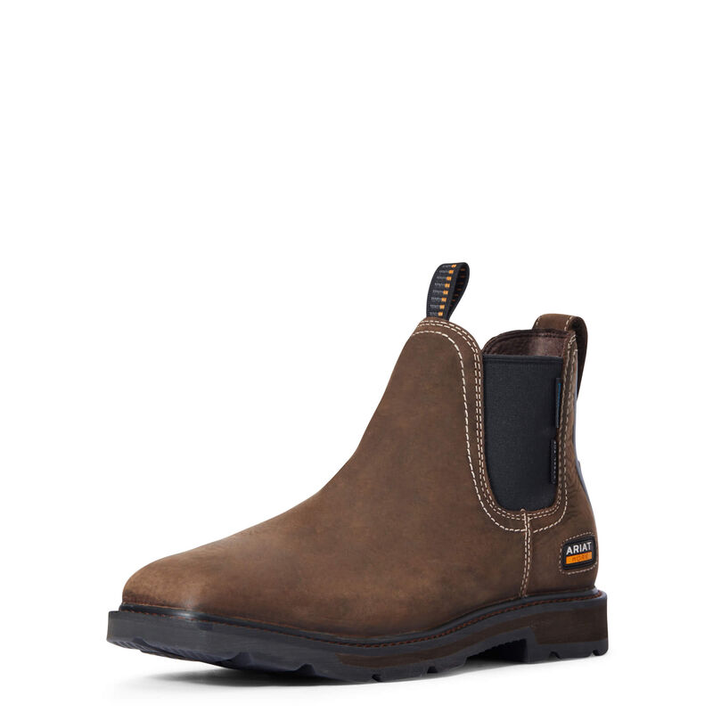 Ariat Groundbreaker Chelsea Wide Square Toe Waterproof Steel Toe - Miesten TummanRuskea Työsaappaat